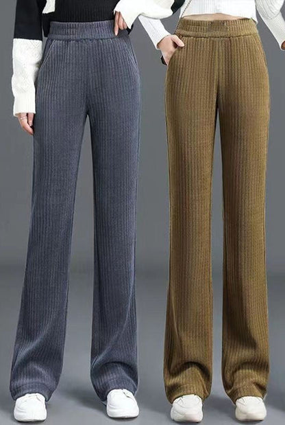 Vielseitige, schlichte Hosen mit elastischem Bund und Hosen mit lockerem Bund für Damen.