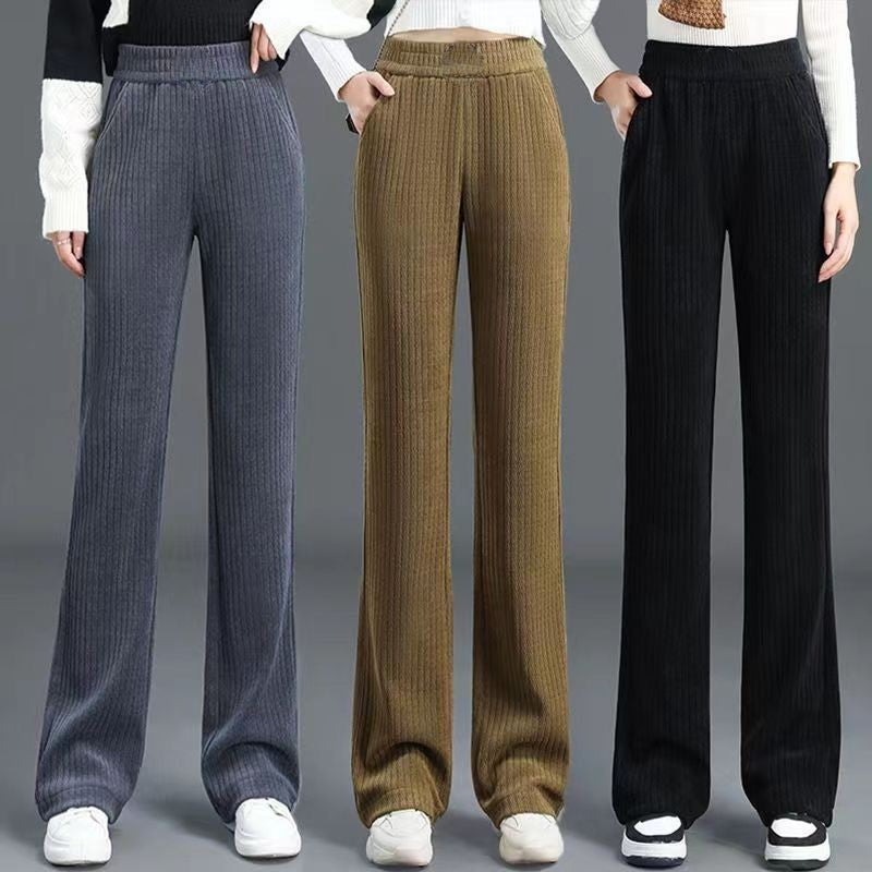 Vielseitige, schlichte Hosen mit elastischem Bund und Hosen mit lockerem Bund für Damen.