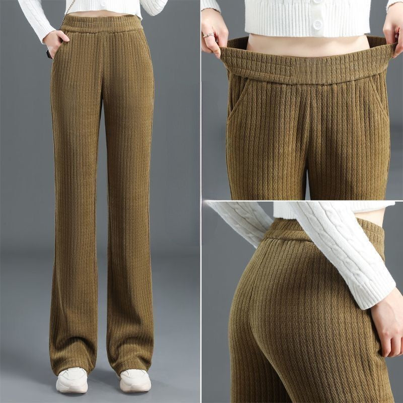 Vielseitige, schlichte Hosen mit elastischem Bund und Hosen mit lockerem Bund für Damen.