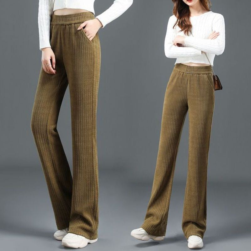 Vielseitige, schlichte Hosen mit elastischem Bund und Hosen mit lockerem Bund für Damen.